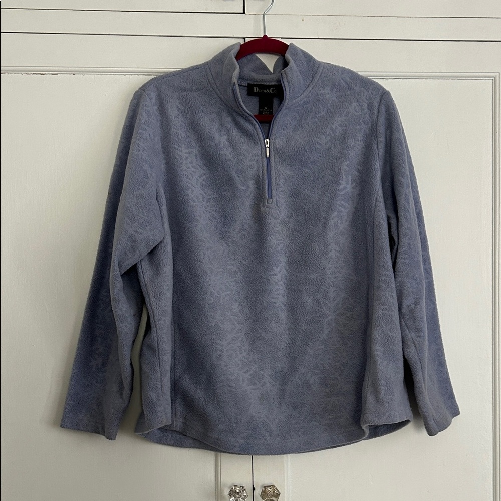 Denim&Co Zip Up Fleece in Light Blue